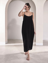 Load image into Gallery viewer, Midi Linen Slip Dress // Black
