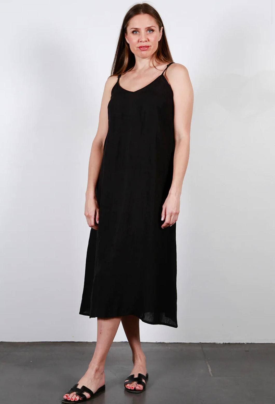 Slip Dress // Black Linen